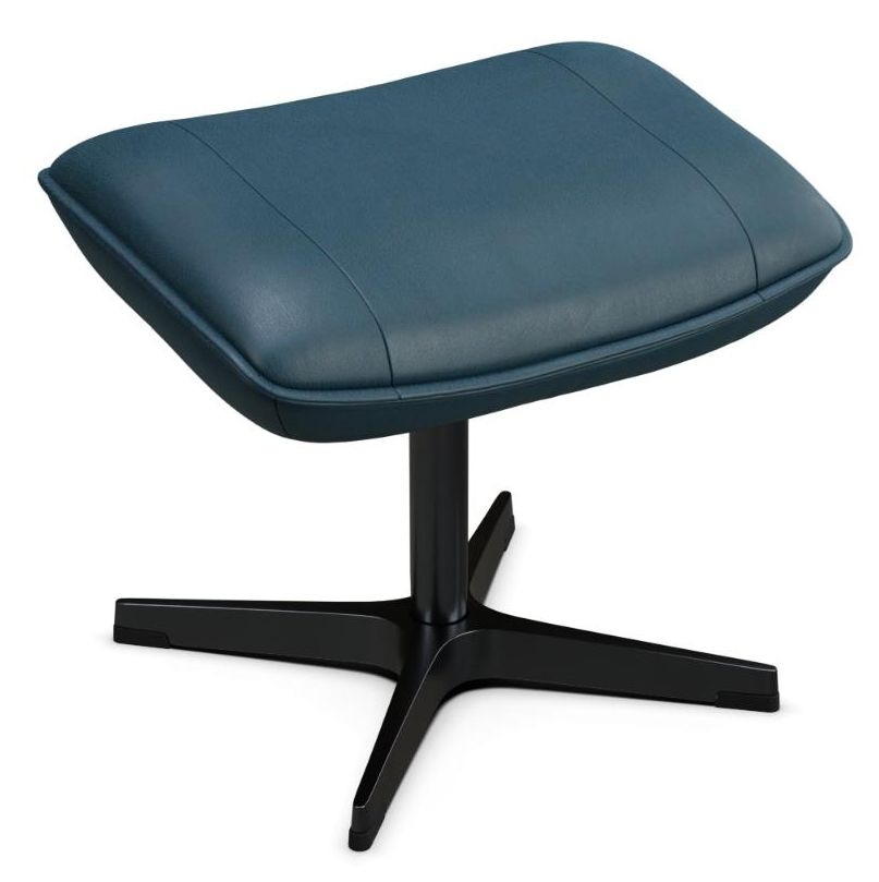 Chef Balder Blue Leather Footstool
