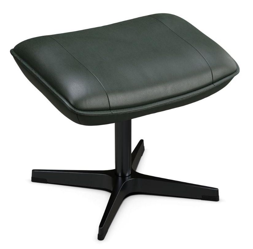 Chef Balder Dark Green Leather Footstool