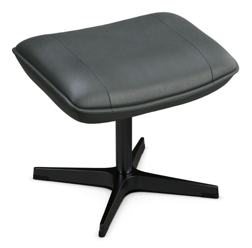 Chef Balder Grey Leather Footstool