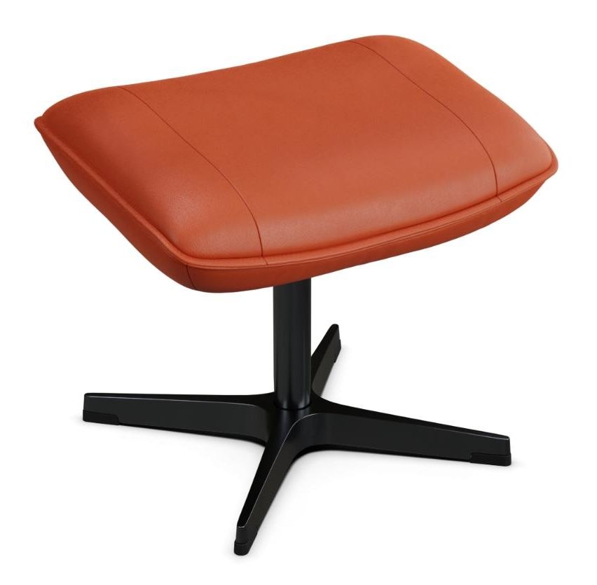 Product photograph of Chef Balder Orange Leather Footstool from Choice Furniture Superstore