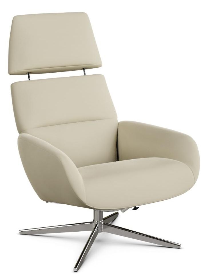 Ergo Plus Balder Cream Leather Swivel Recliner Chair