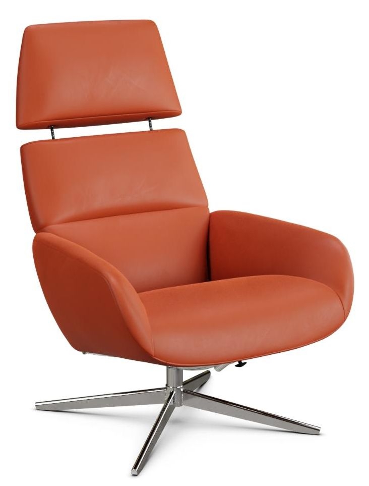 Ergo Plus Balder Orange Leather Swivel Recliner Chair