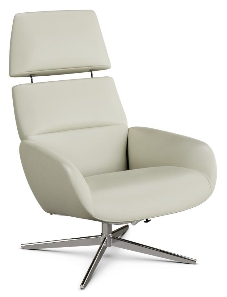 Ergo Plus Balder White Leather Swivel Recliner Chair
