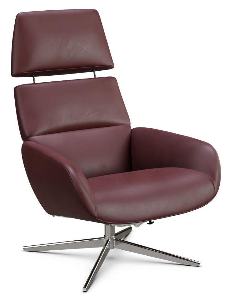 Ergo Plus Balder Wine Red Leather Swivel Recliner Chair