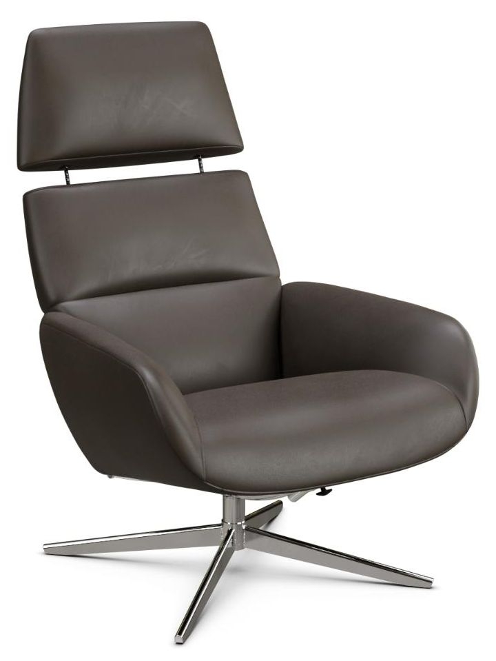 Ergo Plus Club Royal Brown Leather Swivel Recliner Chair