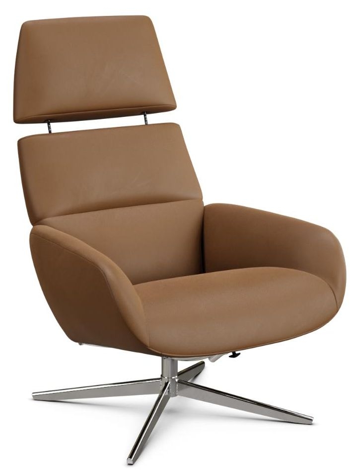 Ergo Plus Club Royal Light Brown Leather Swivel Recliner Chair