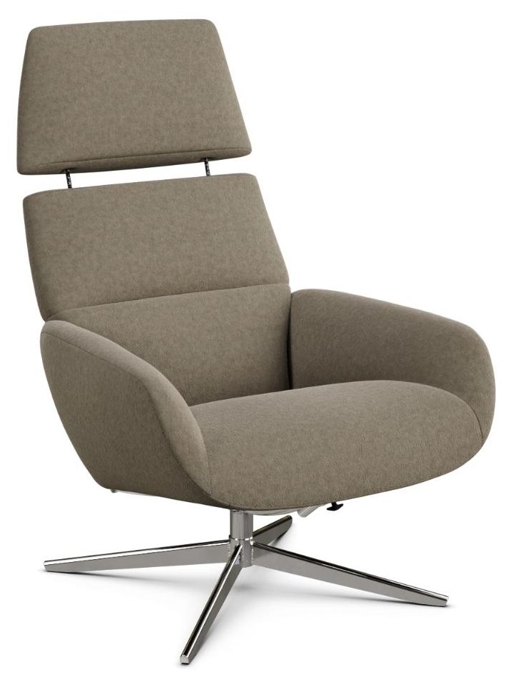 Ergo Plus Flannel Beige Fabric Swivel Recliner Chair
