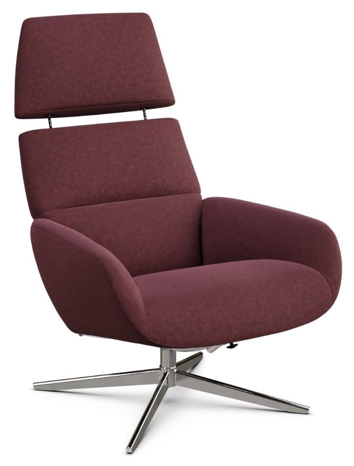 Ergo Plus Flannel Bordeaux Fabric Swivel Recliner Chair