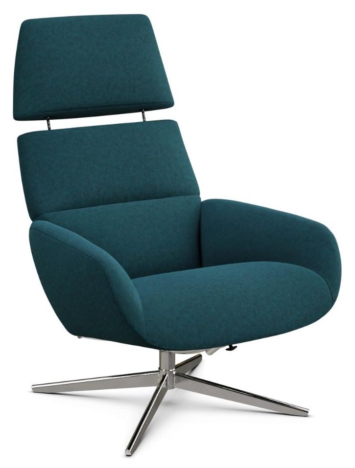 Ergo Plus Flannel Dark Petrol Fabric Swivel Recliner Chair