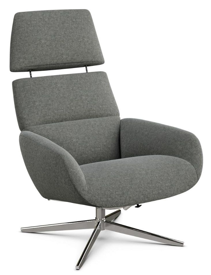 Ergo Plus Flannel Grey Fabric Swivel Recliner Chair