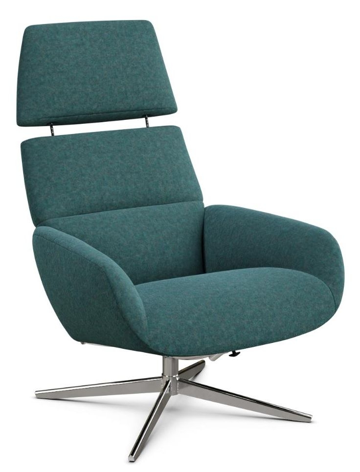 Ergo Plus Flannel Light Blue Fabric Swivel Recliner Chair