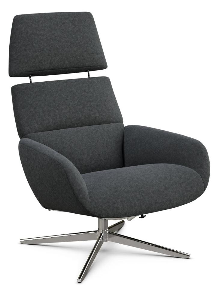 Ergo Plus Flannel Steel Grey Fabric Swivel Recliner Chair