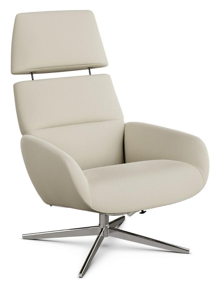 Ergo Plus Soft White Leather Swivel Recliner Chair
