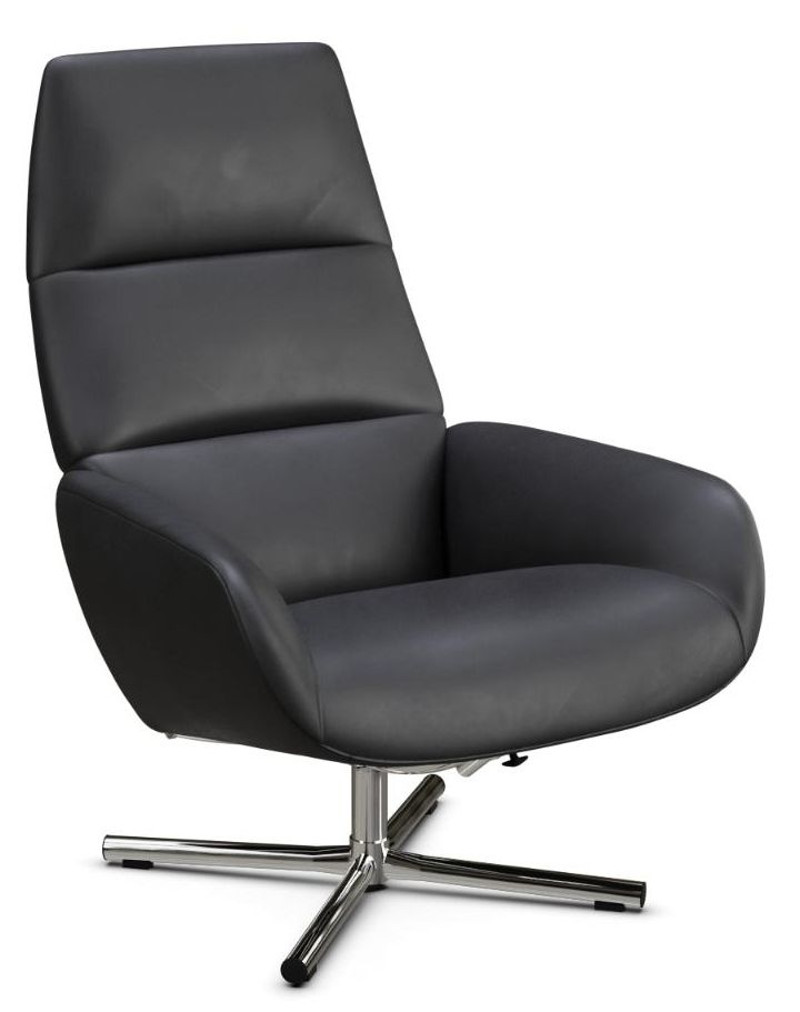Ergo Balder Black Leather Swivel Recliner Chair