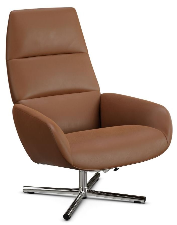 Ergo Balder Cognac Leather Swivel Recliner Chair