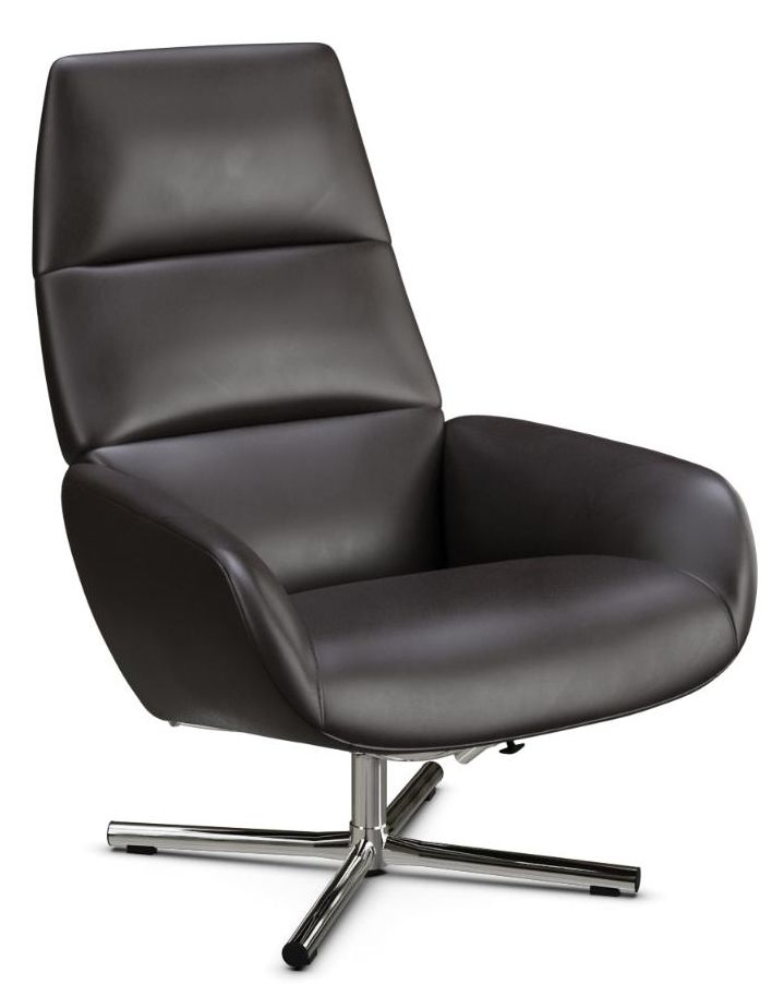 Ergo Balder Dark Brown Leather Swivel Recliner Chair