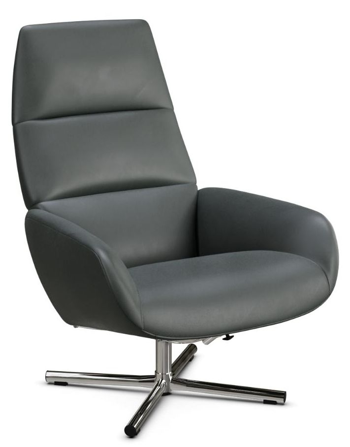 Ergo Balder Grey Leather Swivel Recliner Chair
