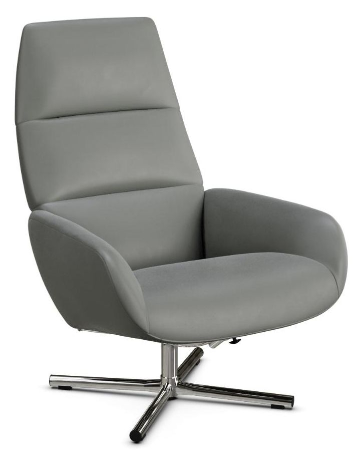 Ergo Balder Light Grey Leather Swivel Recliner Chair