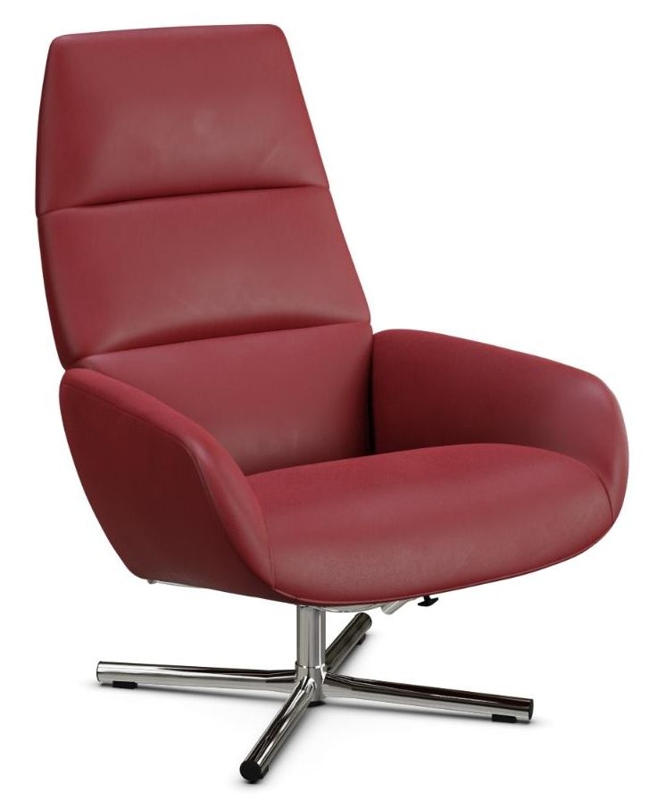 Ergo Balder Red Leather Swivel Recliner Chair