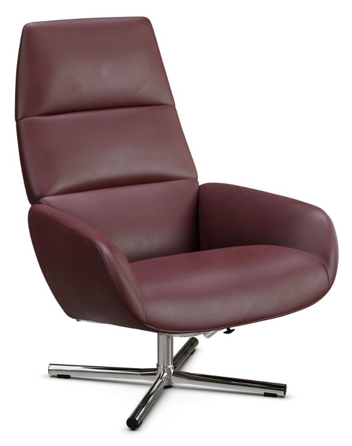 Ergo Balder Wine Red Leather Swivel Recliner Chair