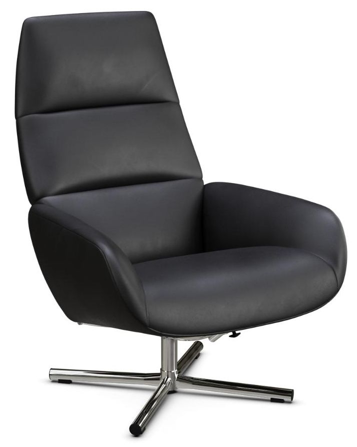 Ergo Club Royal Black Leather Swivel Recliner Chair
