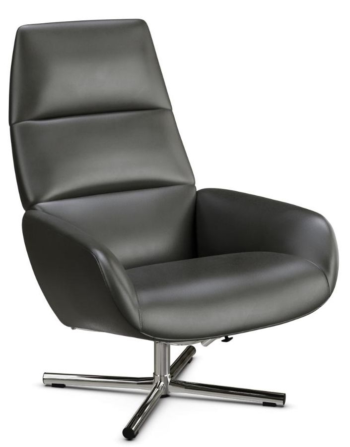 Ergo Club Royal Dark Grey Leather Swivel Recliner Chair
