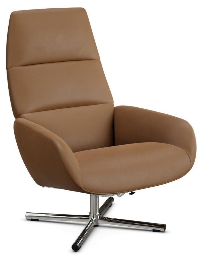 Ergo Club Royal Light Brown Leather Swivel Recliner Chair