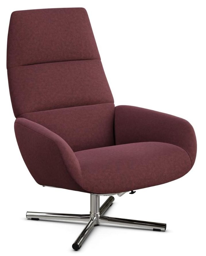 Ergo Flannel Bordeaux Fabric Swivel Recliner Chair