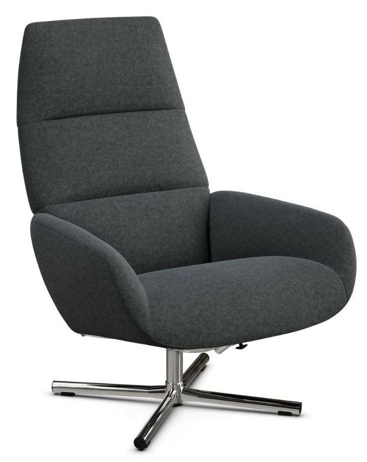 Ergo Flannel Dark Grey Fabric Swivel Recliner Chair