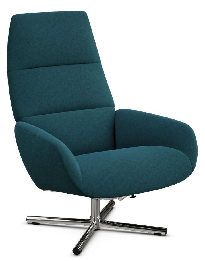 Ergo Flannel Dark Petrol Fabric Swivel Recliner Chair