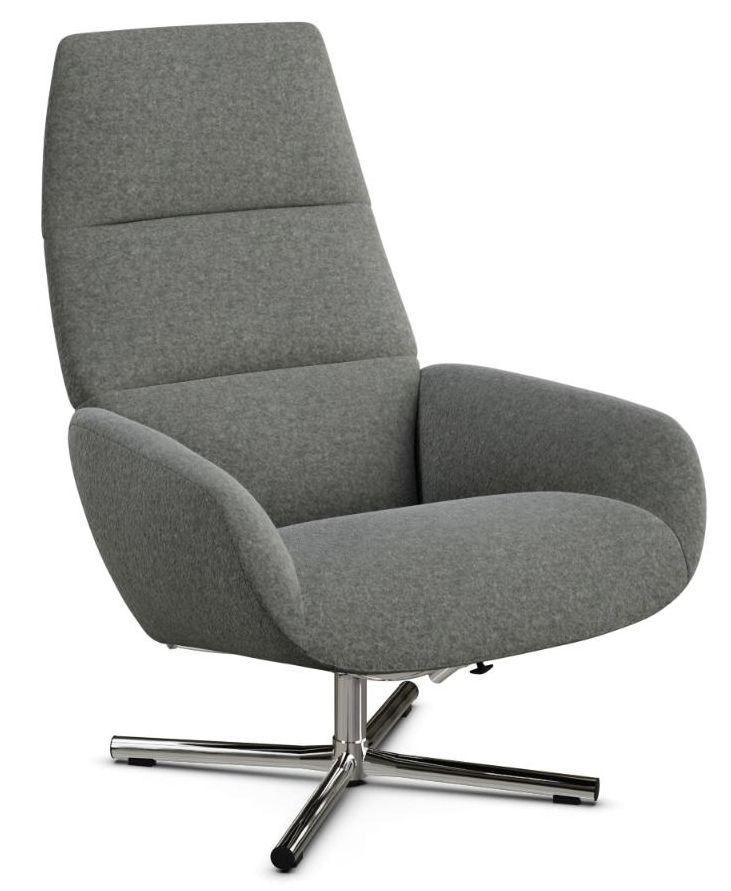 Ergo Flannel Grey Fabric Swivel Recliner Chair
