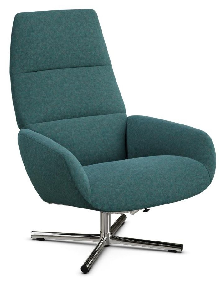 Ergo Flannel Light Blue Fabric Swivel Recliner Chair