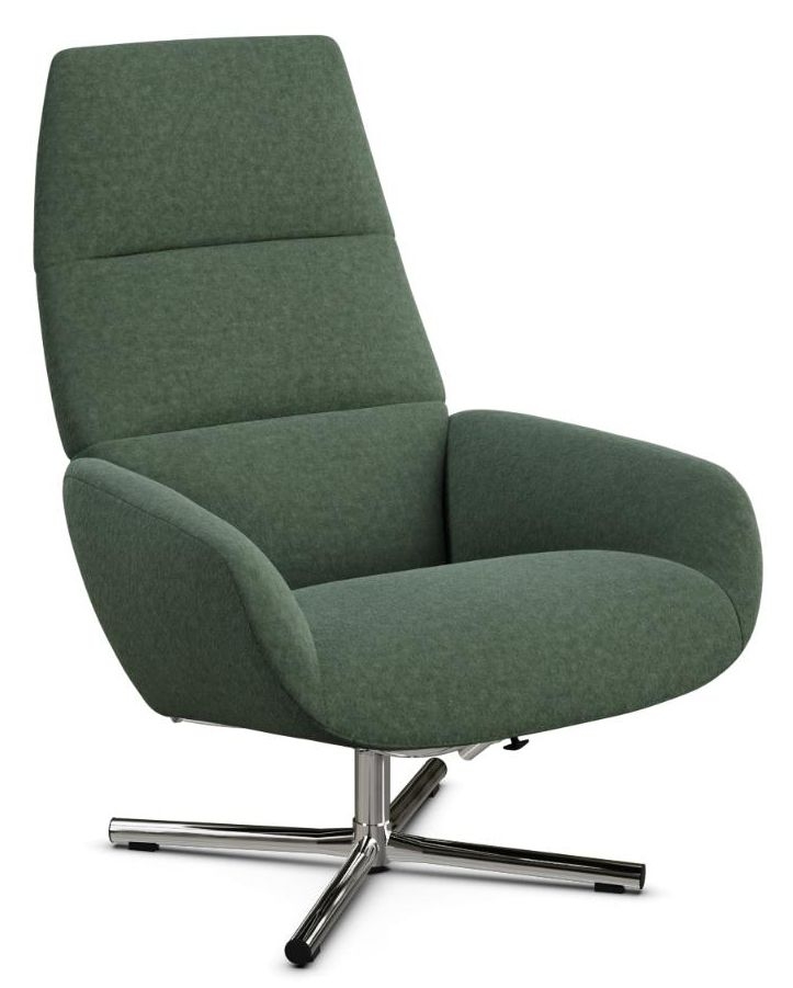 Ergo Flannel Light Green Fabric Swivel Recliner Chair