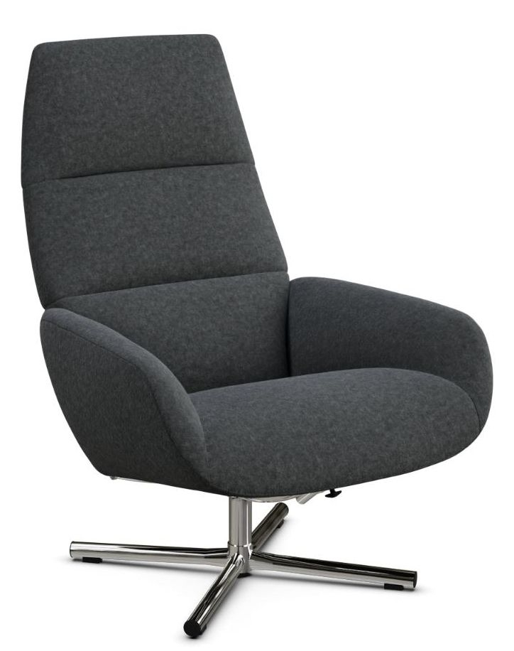 Ergo Flannel Steel Grey Fabric Swivel Recliner Chair