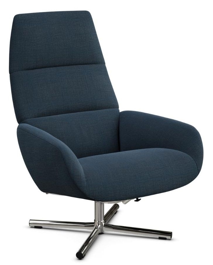 Ergo Lido Dark Blue Fabric Swivel Recliner Chair