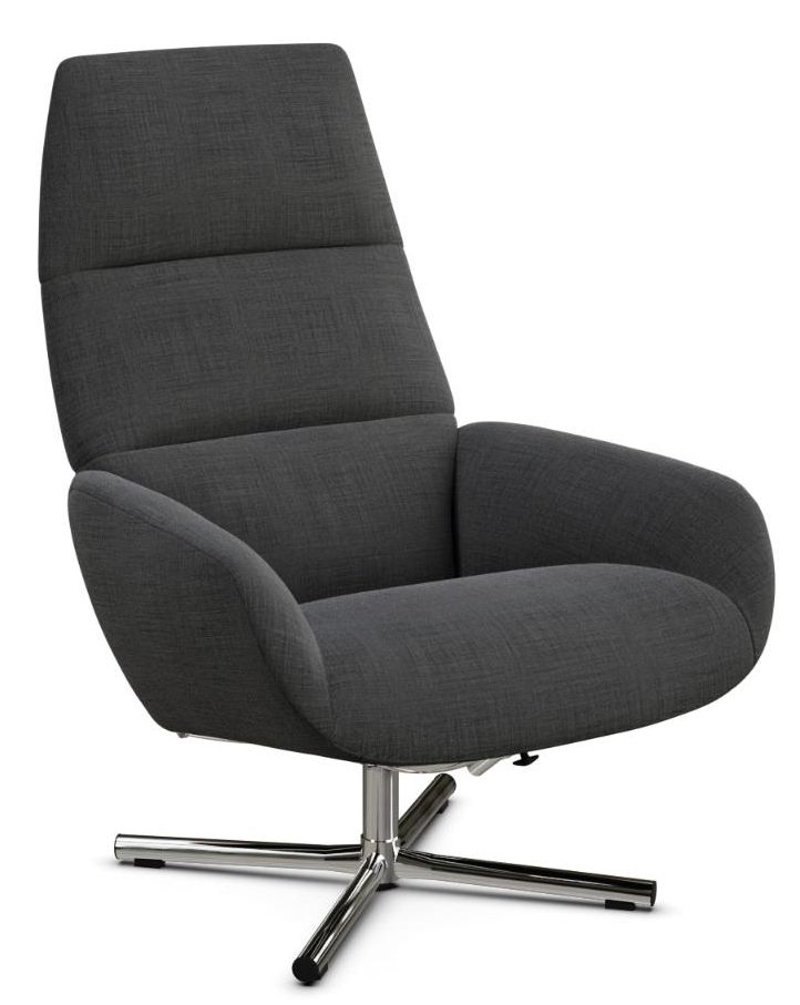 Ergo Lido Dark Grey Fabric Swivel Recliner Chair
