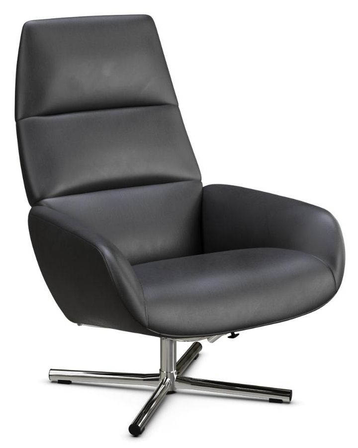 Ergo Soft Black Leather Swivel Recliner Chair