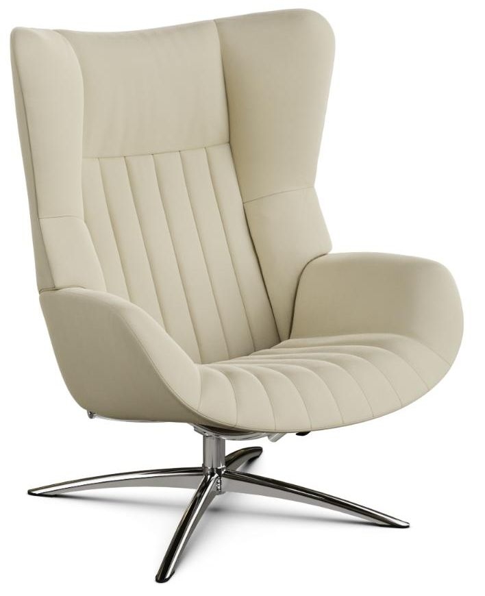 Firana Balder Cream Leather Swivel Recliner Chair