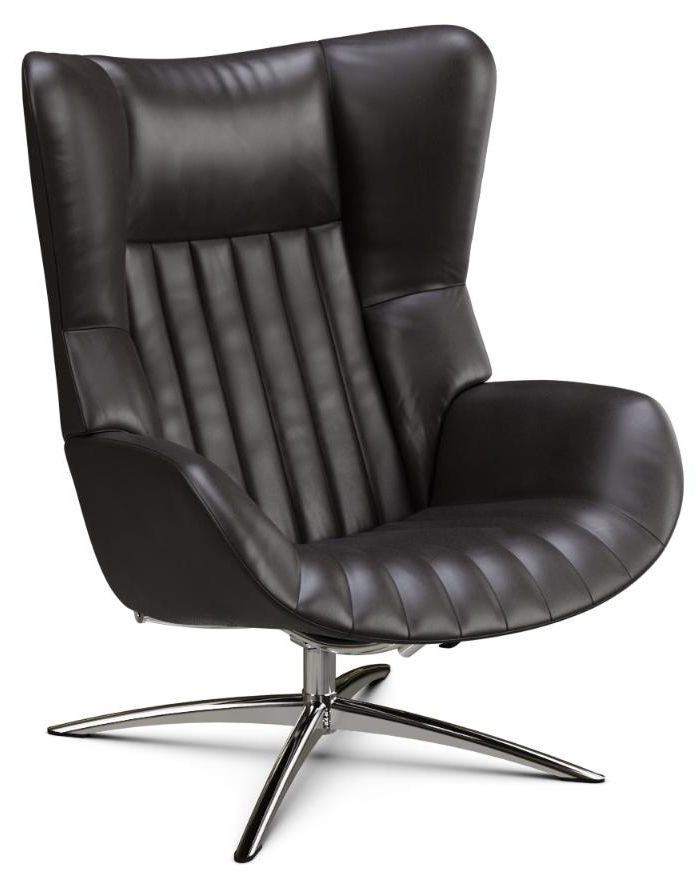 Firana Balder Dark Brown Leather Swivel Recliner Chair