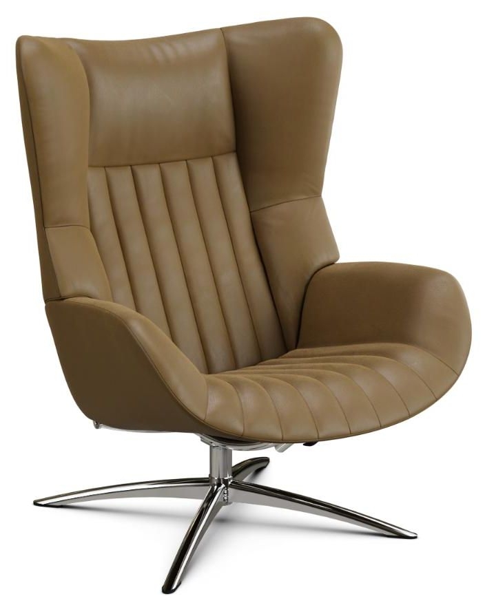 Firana Balder Gold Leather Swivel Recliner Chair