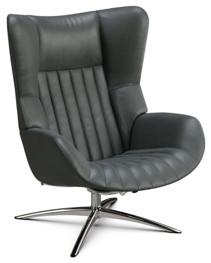 Firana Balder Grey Leather Swivel Recliner Chair