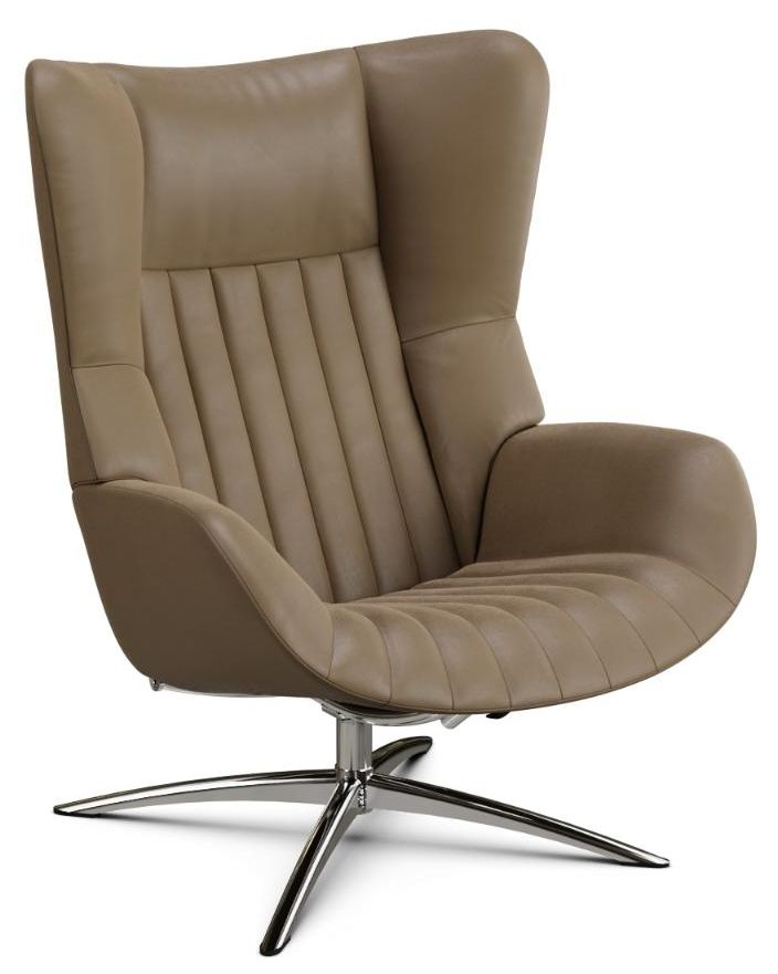 Firana Balder Nougat Leather Swivel Recliner Chair