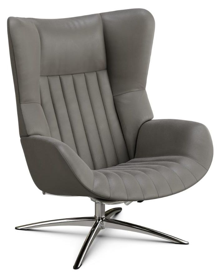 Firana Balder Stone Leather Swivel Recliner Chair