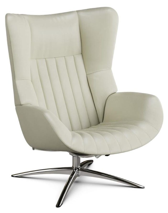 Firana Balder White Leather Swivel Recliner Chair