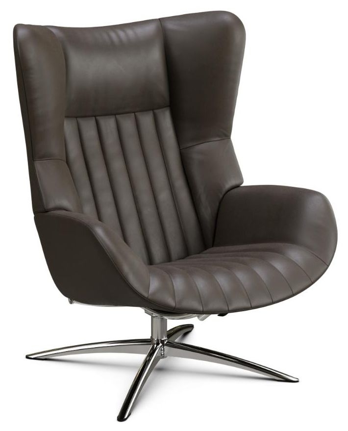 Firana Club Royal Brown Leather Swivel Recliner Chair