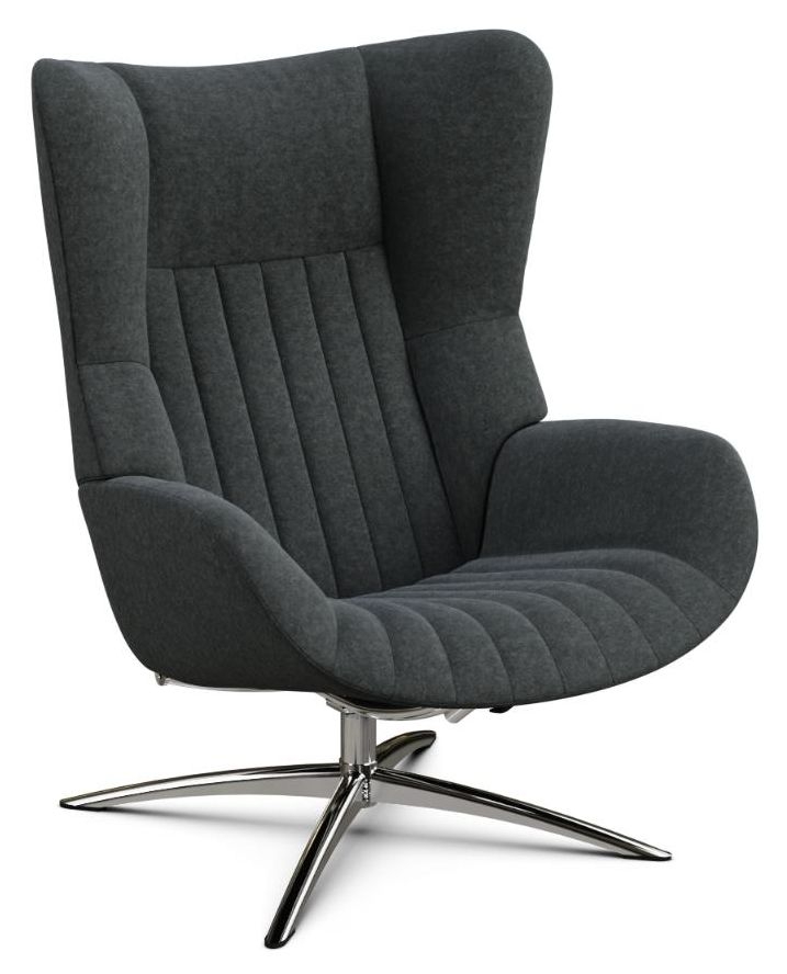 Firana Flannel Dark Grey Fabric Swivel Recliner Chair
