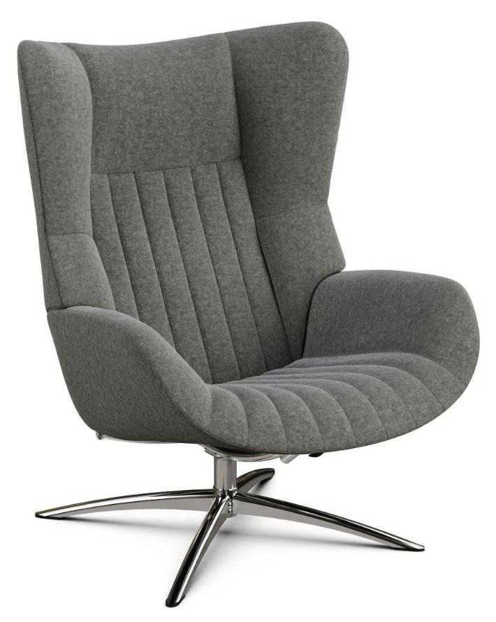 Firana Flannel Grey Fabric Swivel Recliner Chair