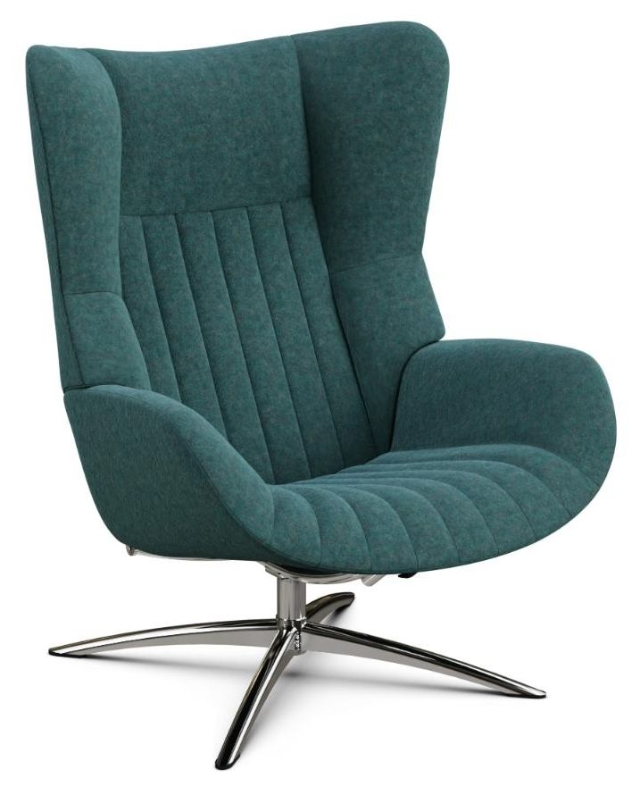 Firana Flannel Light Blue Fabric Swivel Recliner Chair