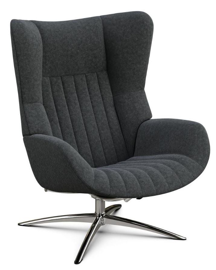 Firana Flannel Steel Grey Fabric Swivel Recliner Chair