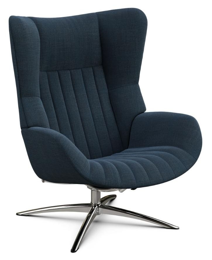 Firana Lido Dark Blue Fabric Swivel Recliner Chair